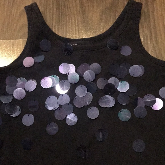 Gap Girls Navy Blue Tank with Hanging Metallic Flip Sequins - Picture 2 of 4